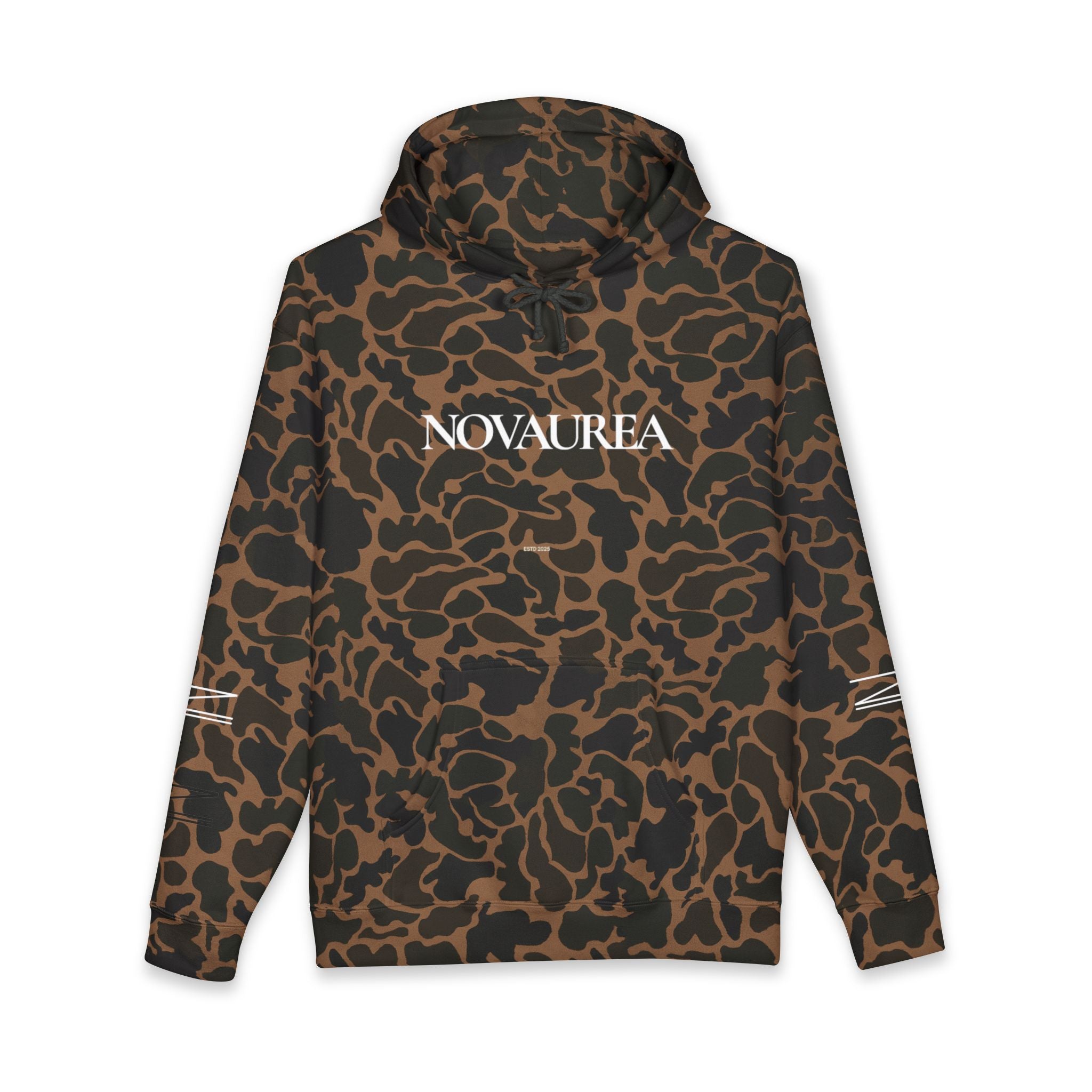 Novaurea Logo Hoodie — Brown Minimalist Streetwear Pullover
