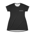 T-Shirt Dress — Minimal 'Nova Area' Logo Black AOP Dress