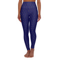 High-Waisted Navy Yoga Leggings with Gold Floral Pattern