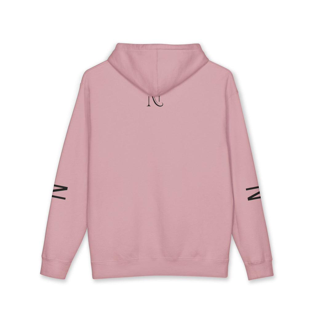 Novaurea Minimal Logo Hoodie — White Pullover with Sleeve Accents