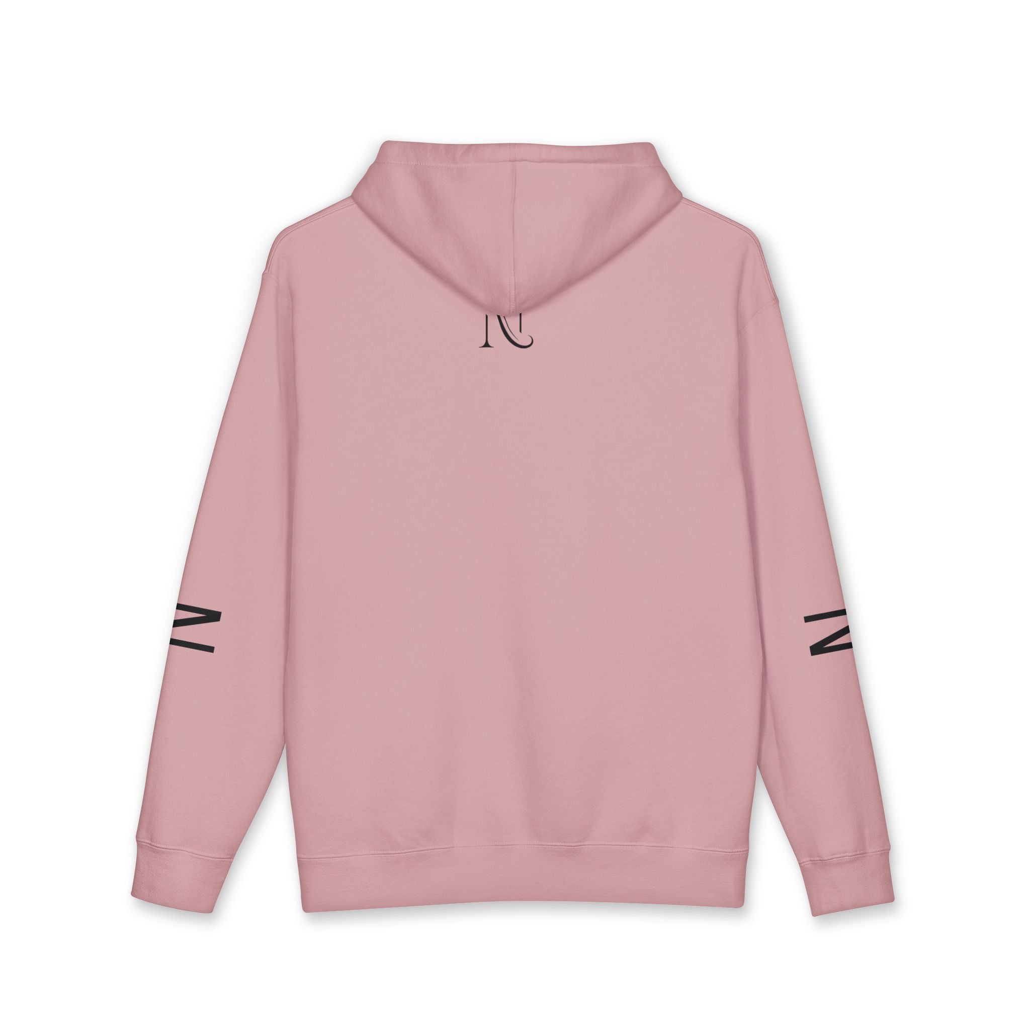 Novaurea Minimal Logo Hoodie — White Pullover with Sleeve Accents