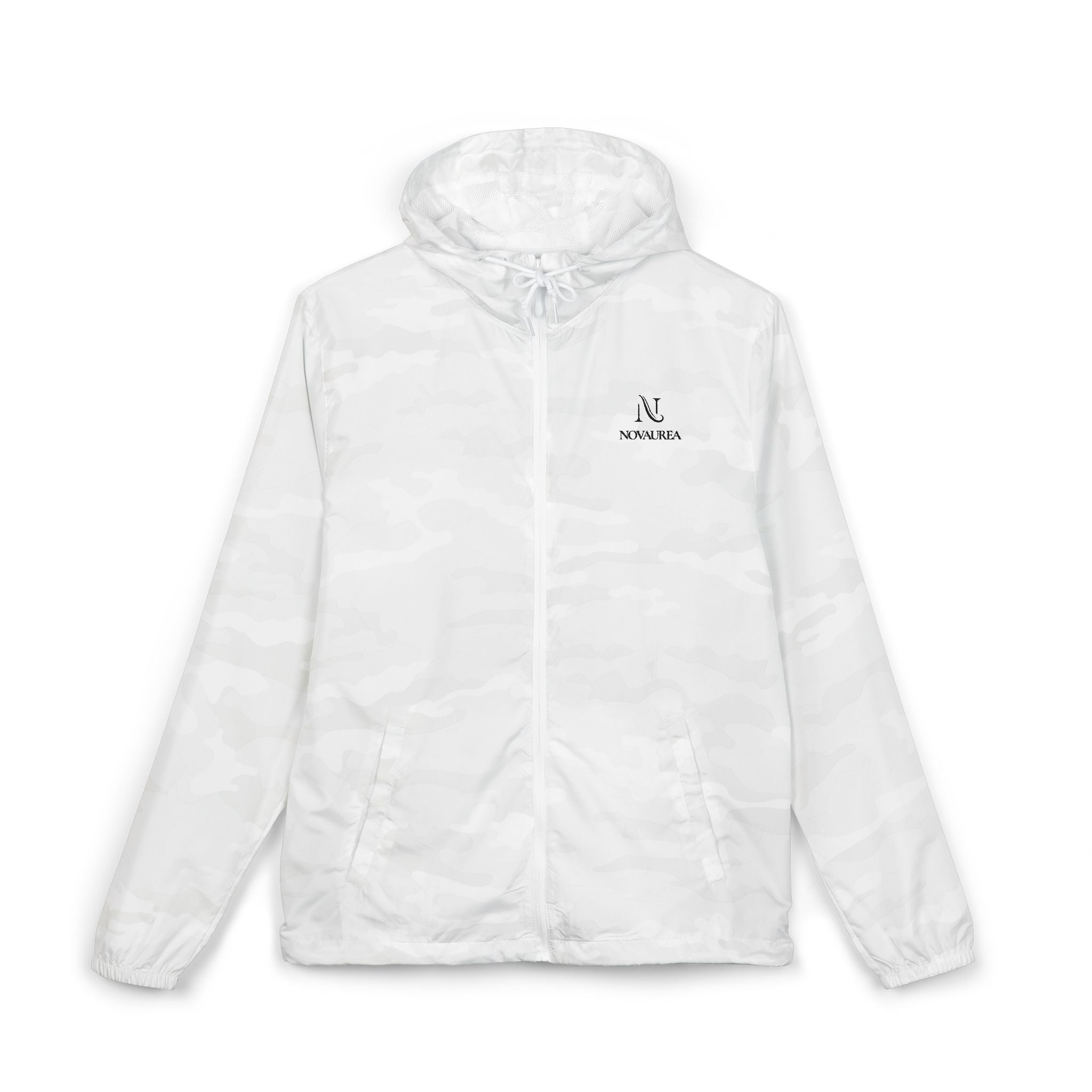 Windbreaker Jacket — Minimalist White Camo with Small Chest Logo