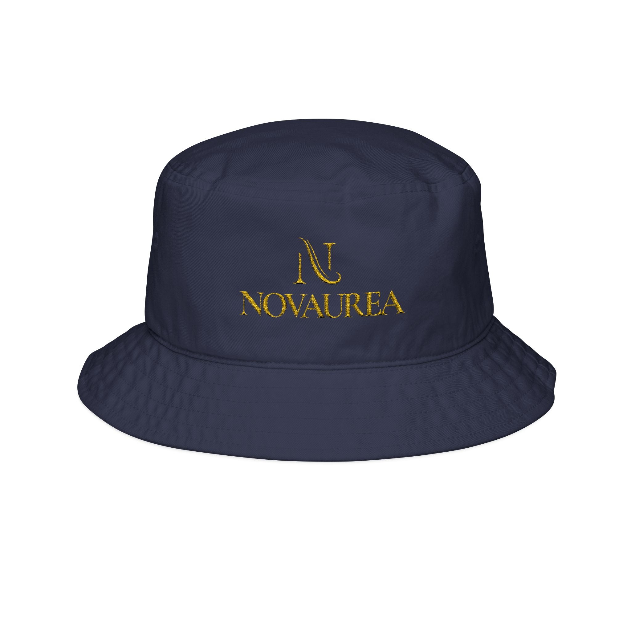 Aurea Embroidered Bucket Hat — Gold Logo Cotton Sun Hat