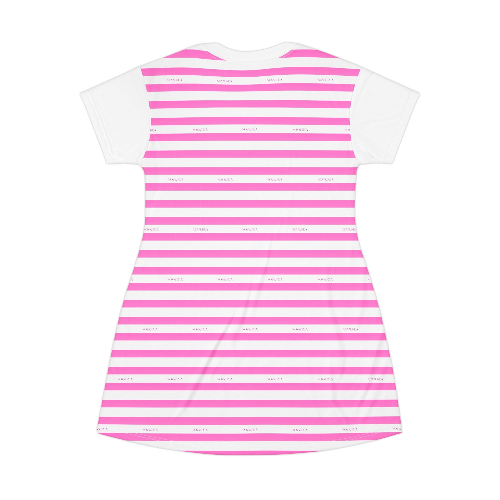 Pink Striped T-Shirt Dress — Casual Summer A-Line Tee Dress