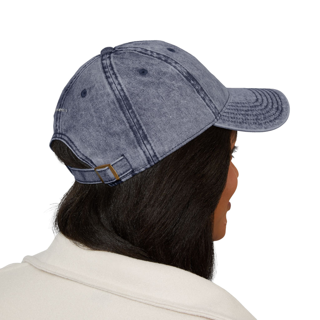 Vintage Embroidered Cap — Distressed Cotton Baseball Hat with 'NOVUREA' Logo