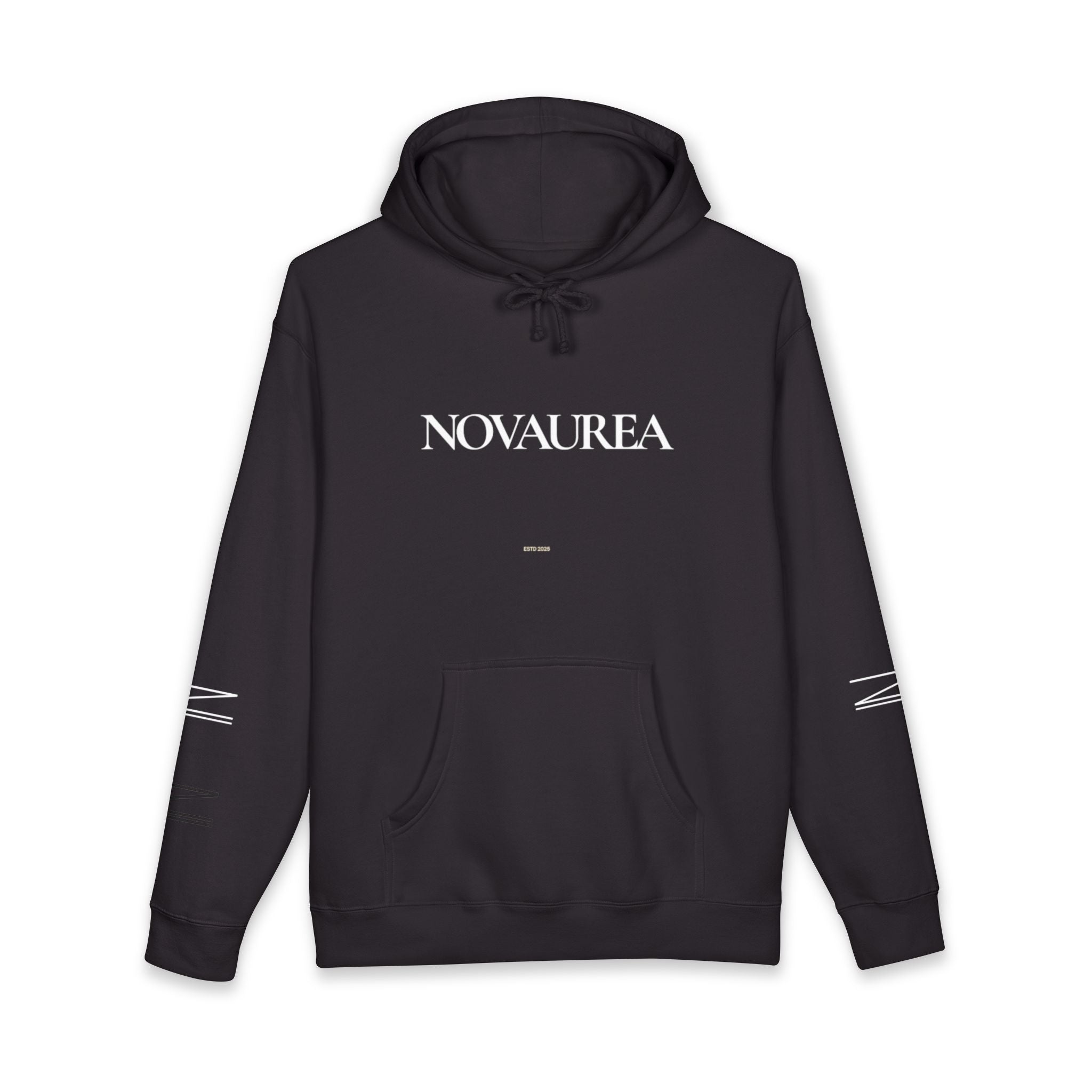 Novaurea Logo Hoodie — Brown Minimalist Streetwear Pullover