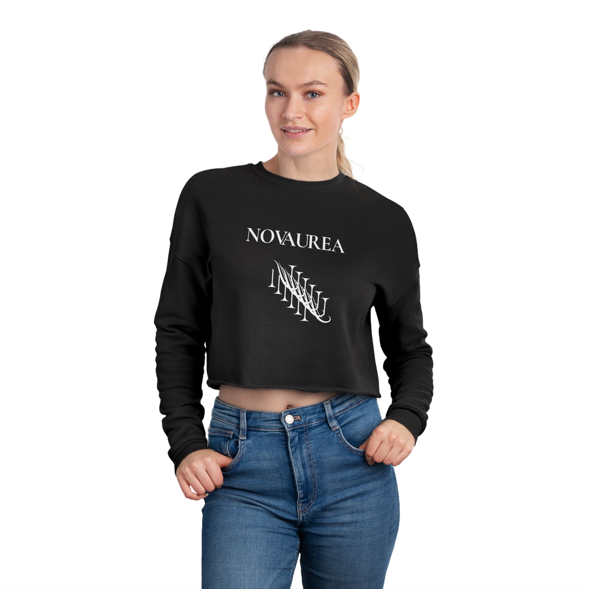 Sassy Cropped Sweatshirt — 'NOVAUREA' Minimal Logo Women's Crop Top