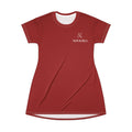 T-Shirt Dress — Minimal 'Nova Area' Logo Red AOP Dress