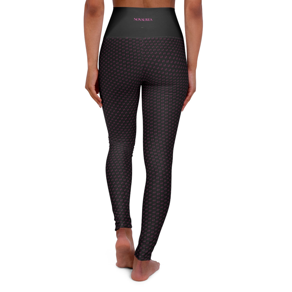 Pinkett High-Waisted Black Yoga Leggings — Cute All-Over-Print Activewear