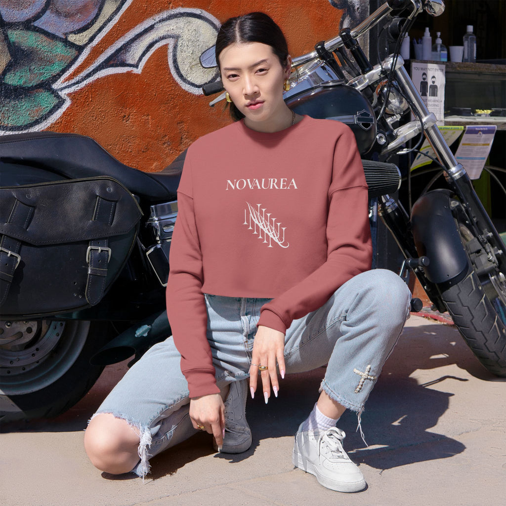 Sassy Cropped Sweatshirt — 'NOVAUREA' Minimal Logo Women's Crop Top