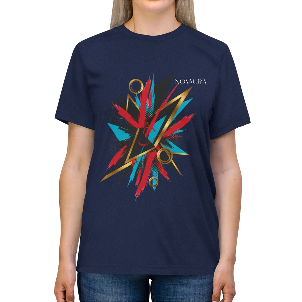 Abstract Geometric Graphic Tee — Colorful Aztec-Inspired Design