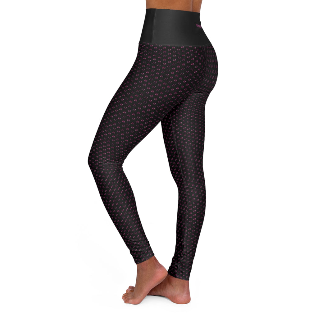 Pinkett High-Waisted Black Yoga Leggings — Cute All-Over-Print Activewear
