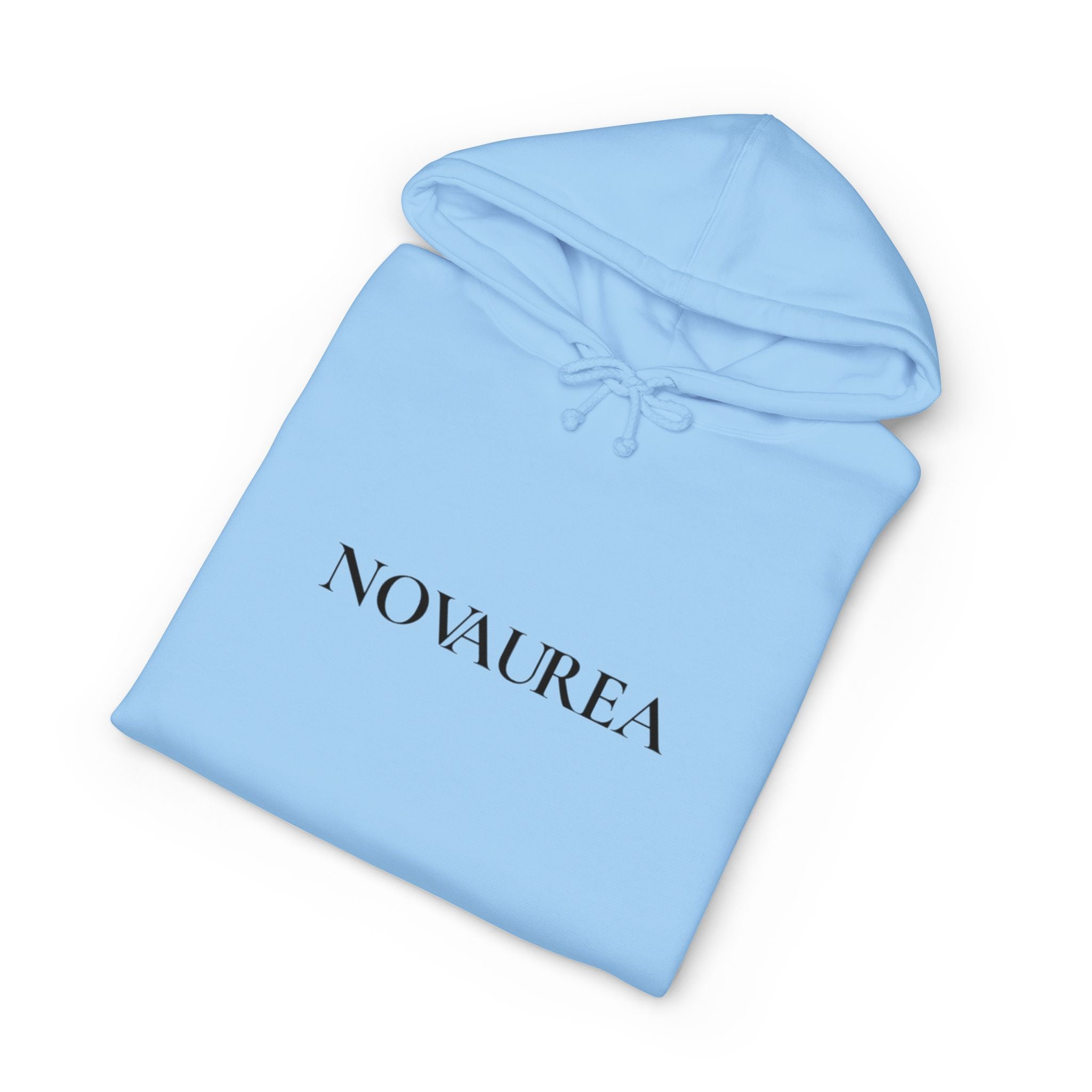 Novaurea Minimal Logo Hoodie — White Pullover with Sleeve Accents