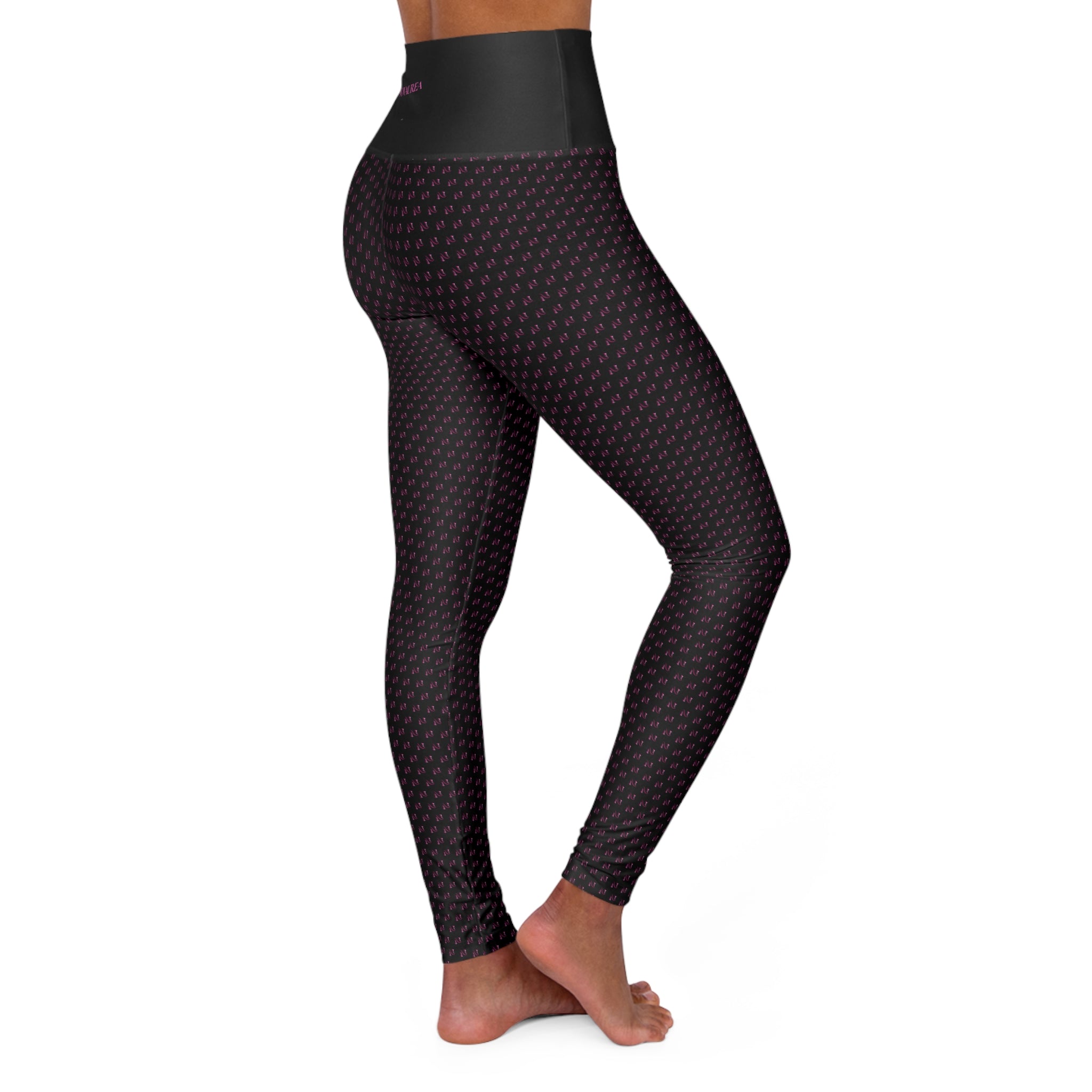 Pinkett High-Waisted Black Yoga Leggings — Cute All-Over-Print Activewear