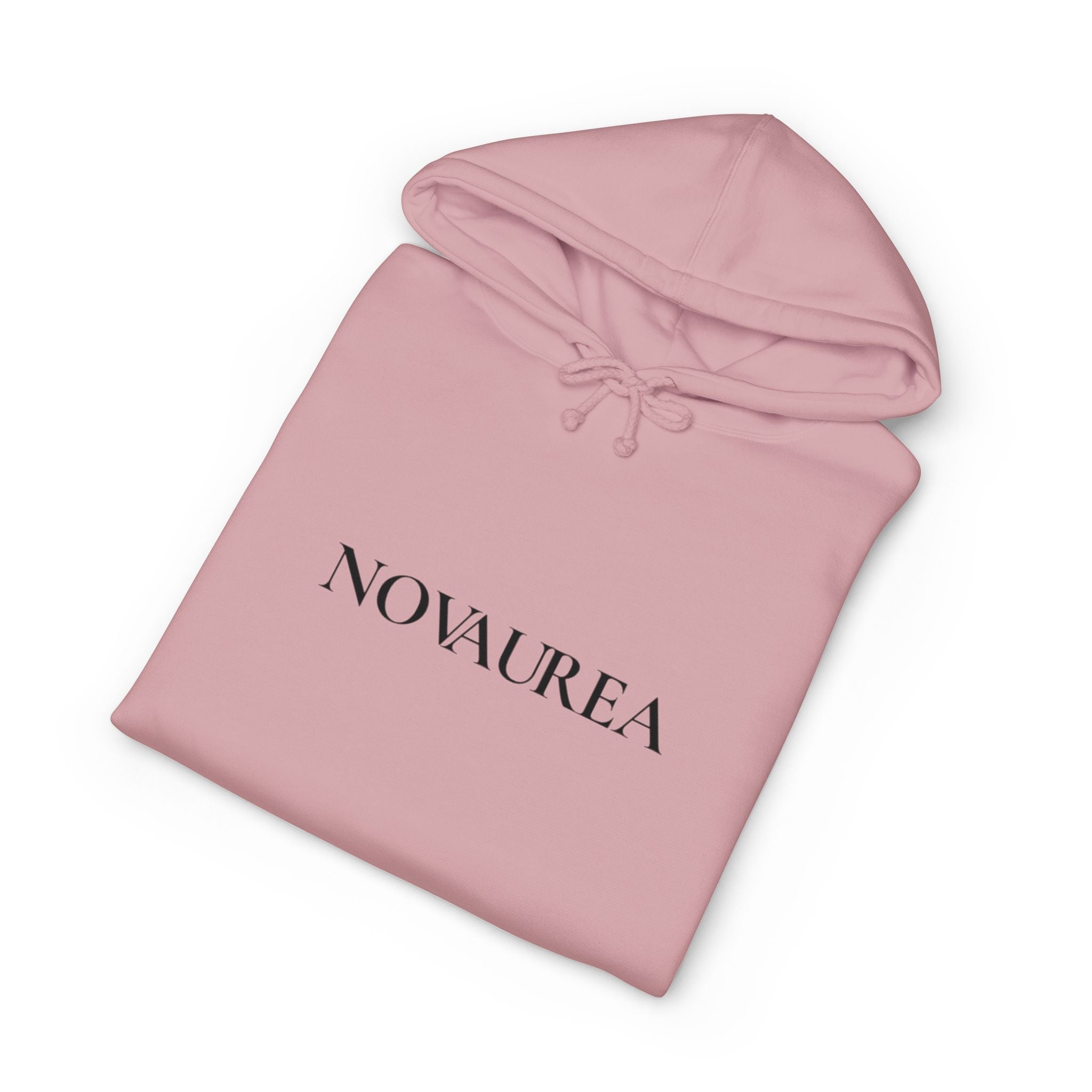 Novaurea Minimal Logo Hoodie — White Pullover with Sleeve Accents