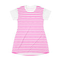 Pink Striped T-Shirt Dress — Casual Summer A-Line Tee Dress
