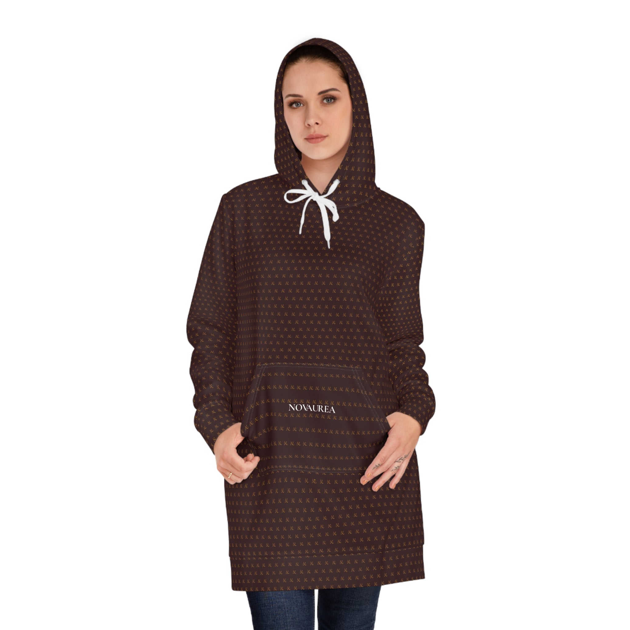 Novalink Hoodie Dress — Cozy All-Over Print Sweatshirt Dress for Women