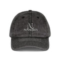 Vintage Embroidered Cap — Distressed Cotton Baseball Hat with 'NOVUREA' Logo