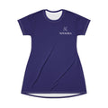 Copy of T-Shirt Dress — Minimal 'Nova Area' Logo Navy Blue AOP Dress