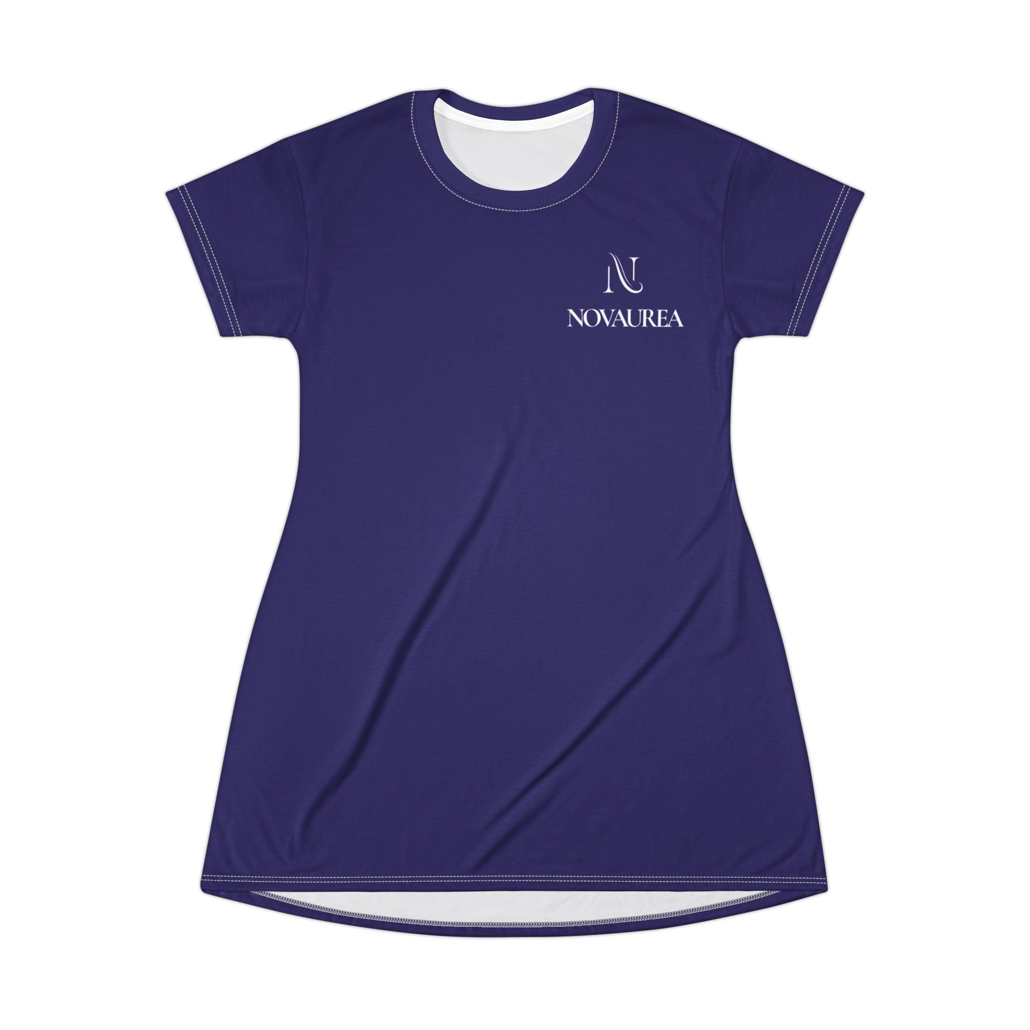 Copy of T-Shirt Dress — Minimal 'Nova Area' Logo Navy Blue AOP Dress