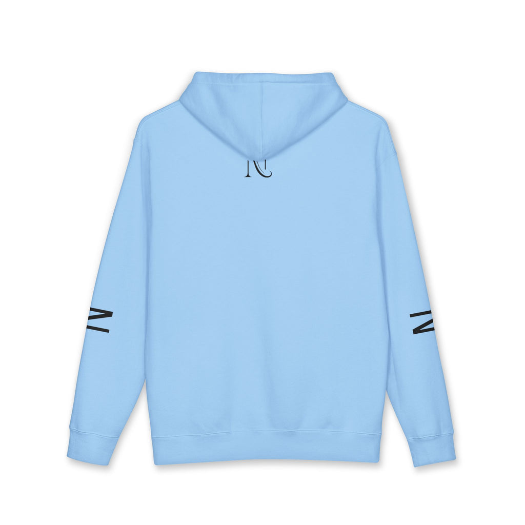 Novaurea Minimal Logo Hoodie — White Pullover with Sleeve Accents