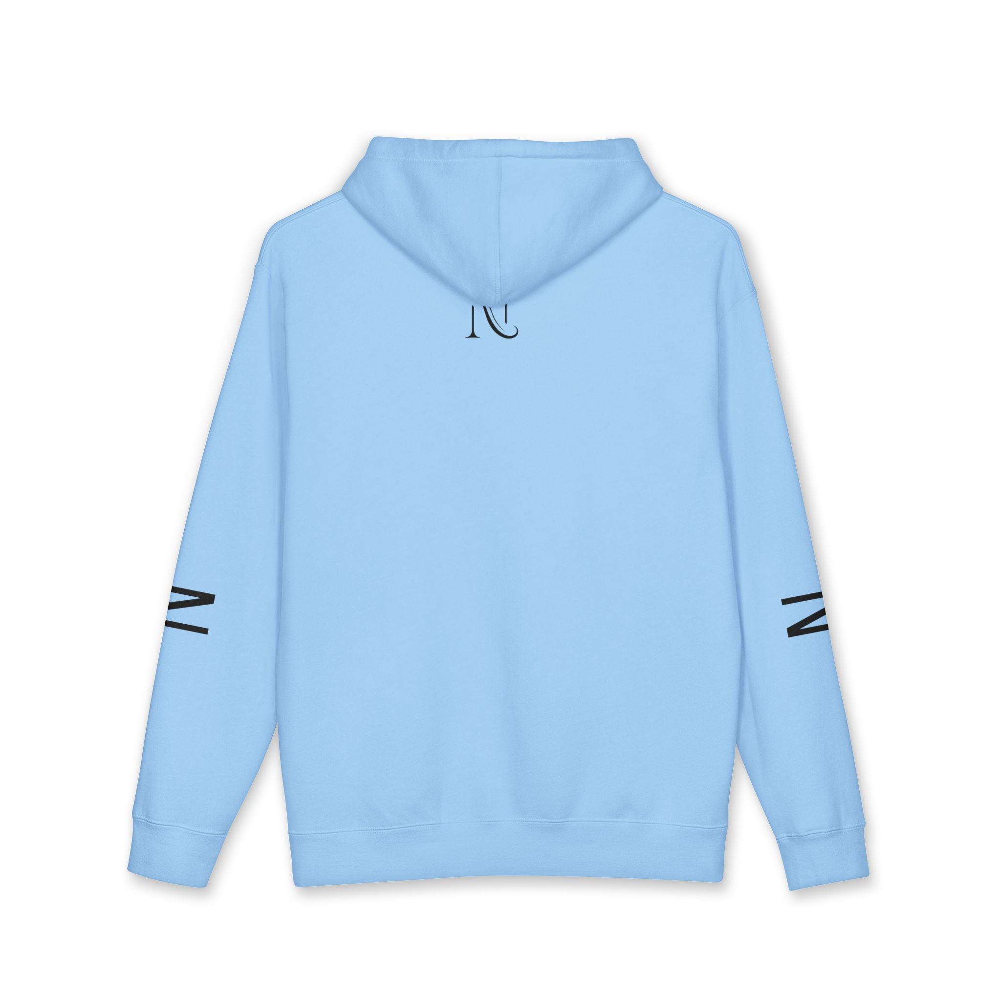 Novaurea Minimal Logo Hoodie — White Pullover with Sleeve Accents