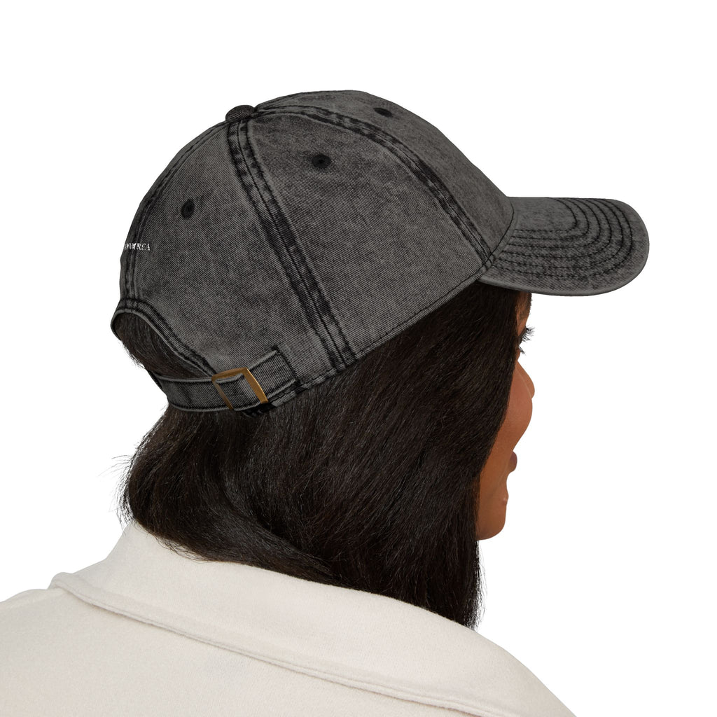 Vintage Embroidered Cap — Distressed Cotton Baseball Hat with 'NOVUREA' Logo