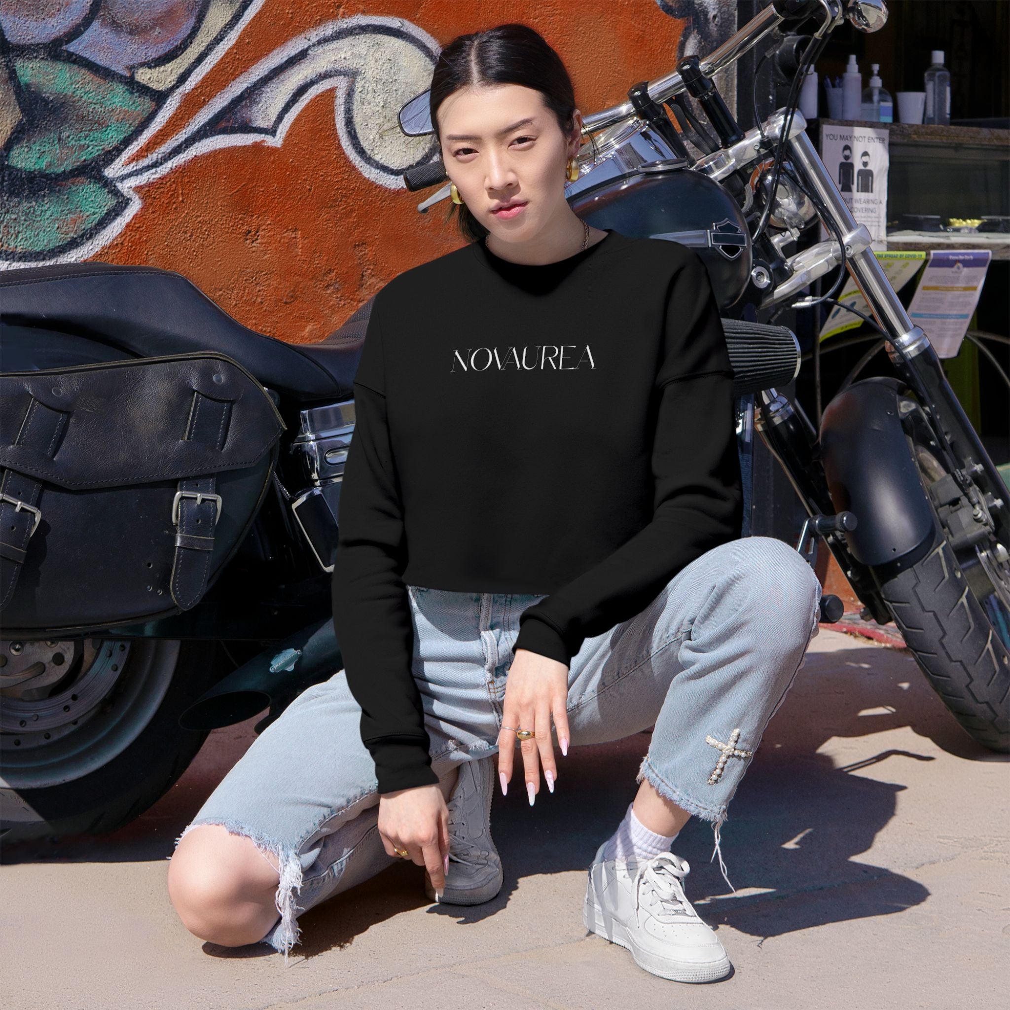 Cropped Sweatshirt — 'Nova Reva' Minimal Logo Cropped Crewneck
