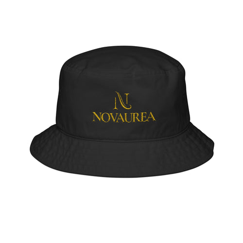 Aurea Embroidered Bucket Hat — Gold Logo Cotton Sun Hat