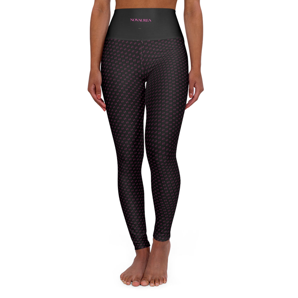 Pinkett High-Waisted Black Yoga Leggings — Cute All-Over-Print Activewear