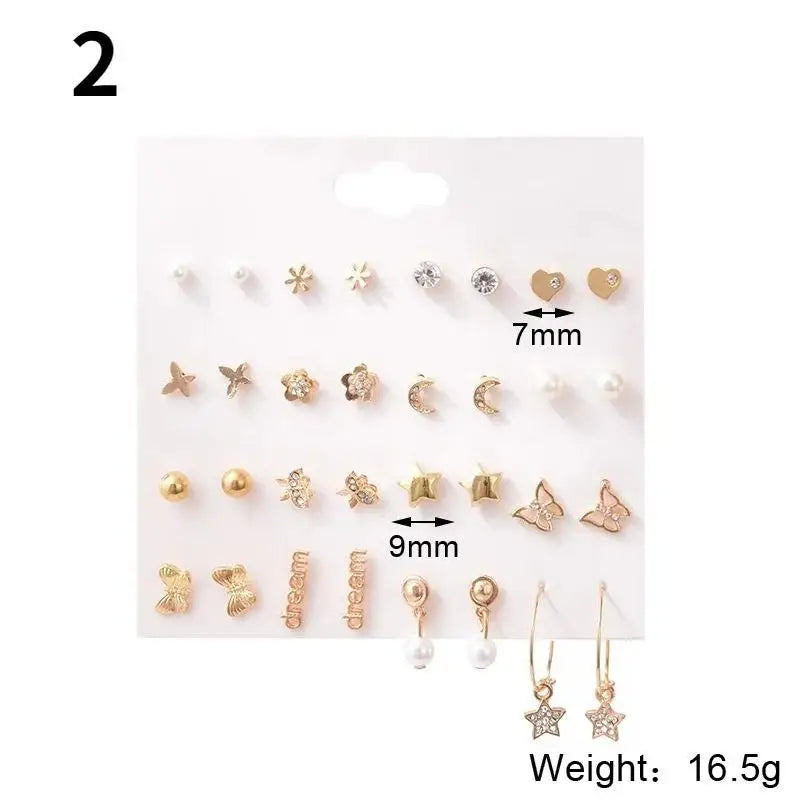 Mini Luxe Stud Collection - 16 Pairs