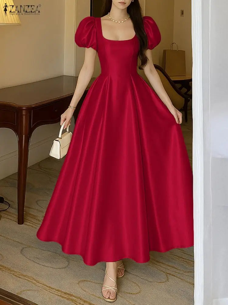 The Celeste Satin Evening Dress – Pearl White