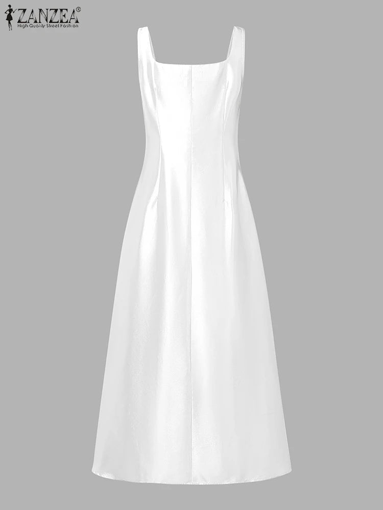 The Celeste Satin Evening Dress – Pearl White