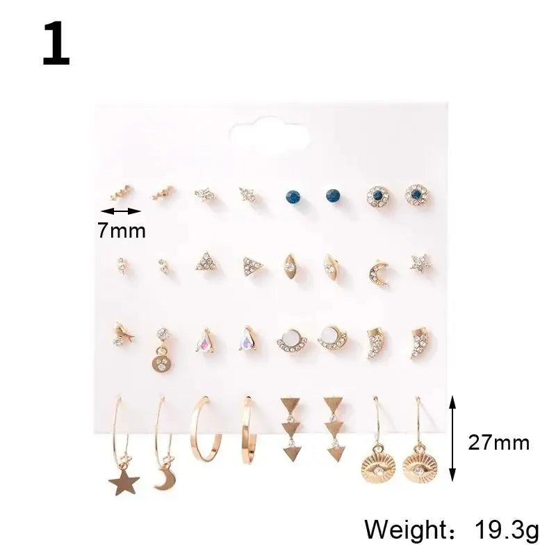 Mini Luxe Stud Collection - 16 Pairs