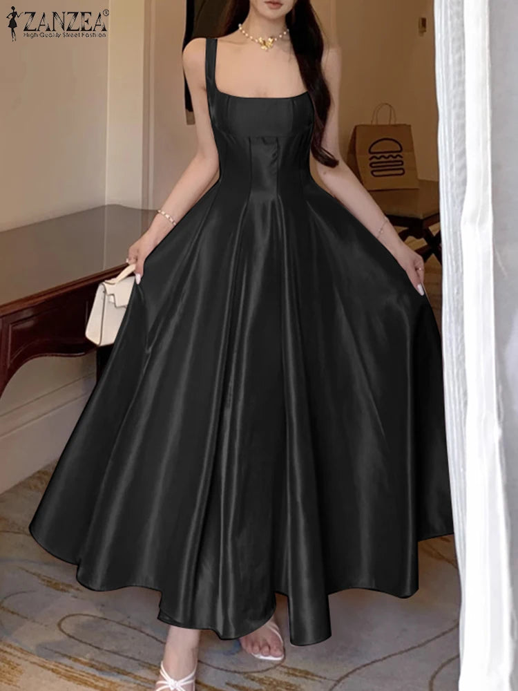 The Celeste Satin Evening Dress – Pearl White